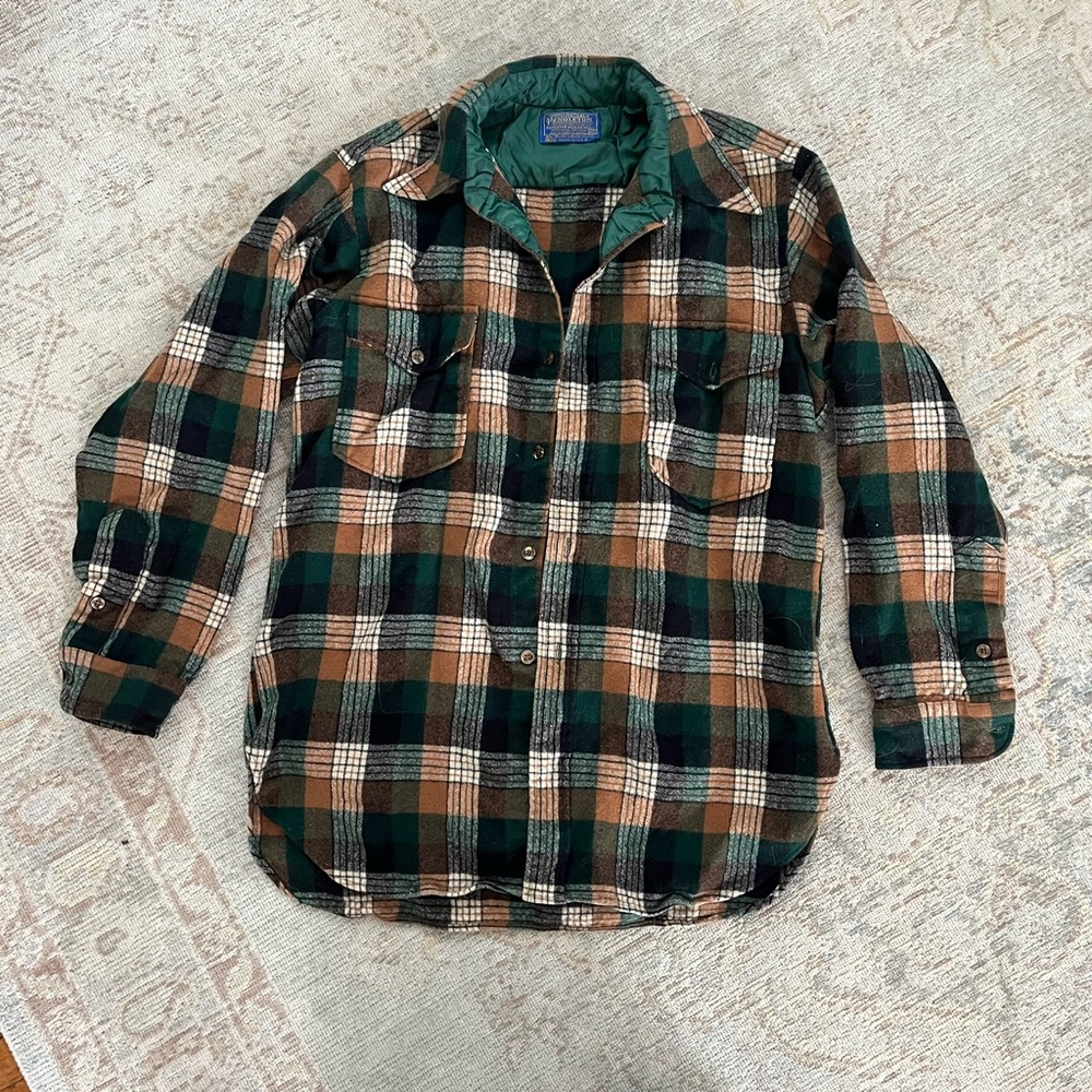 Plaid Flannel Shirt in Green and Brown